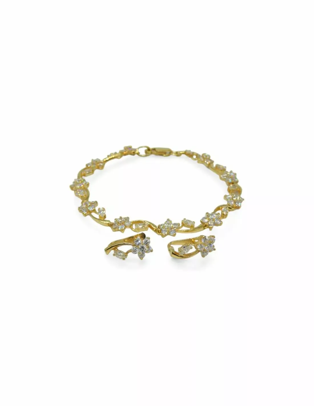 Store Pulsera flores circonitas oro 18k - 19cm Pulseras De Plata | Pulseras De Oro