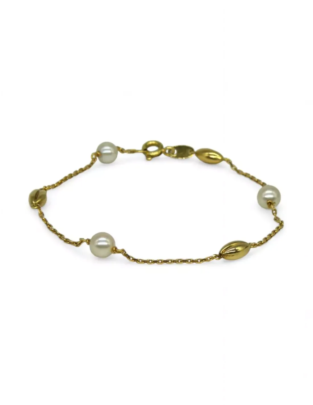 Sale Pulsera granos café y perlas oro 18k - 18cm Pulseras De Plata | Pulseras De Oro