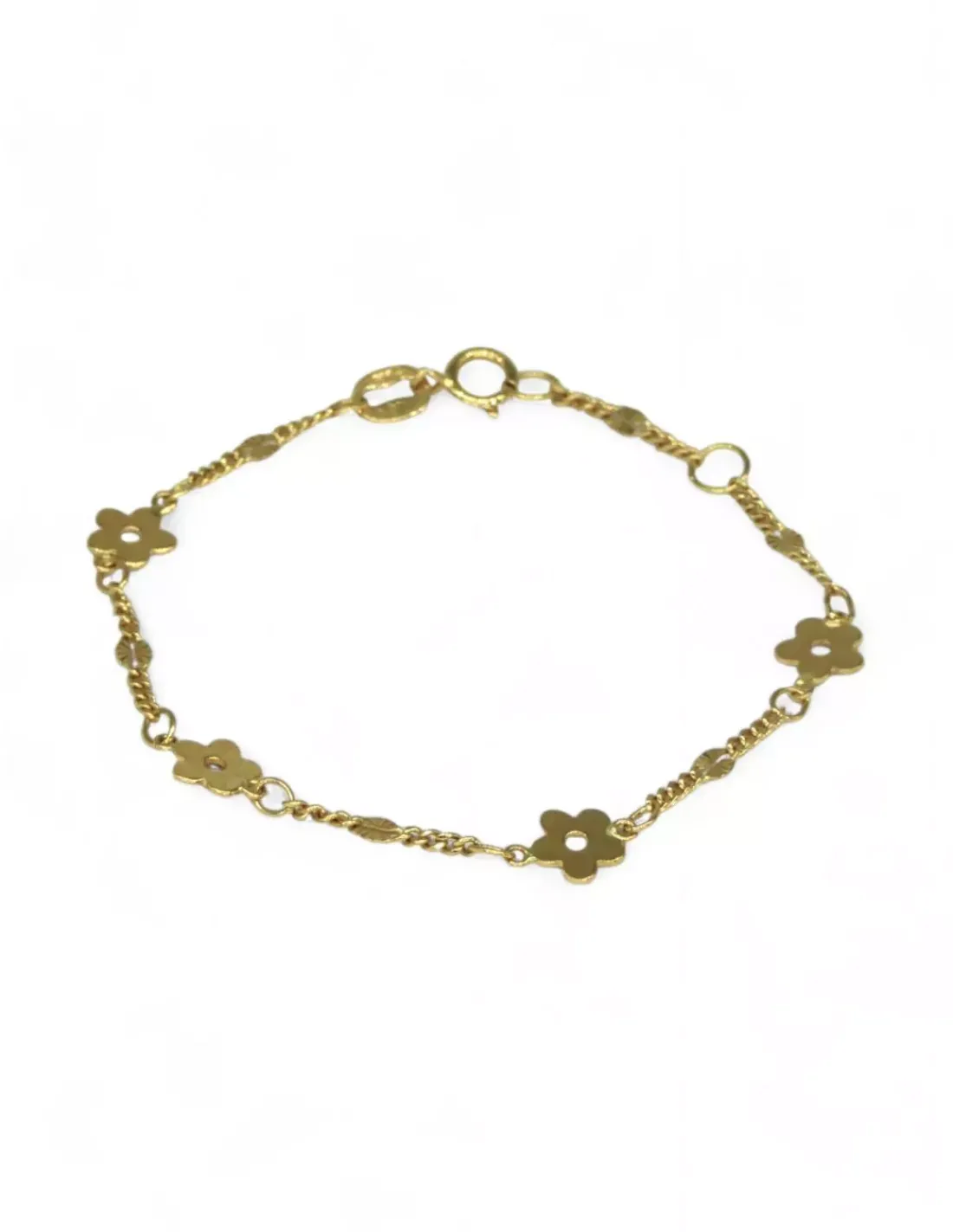 Sale Pulsera niña cuatro florecitas oro 18k - 13cm Pulseras De Plata | Pulseras De Oro