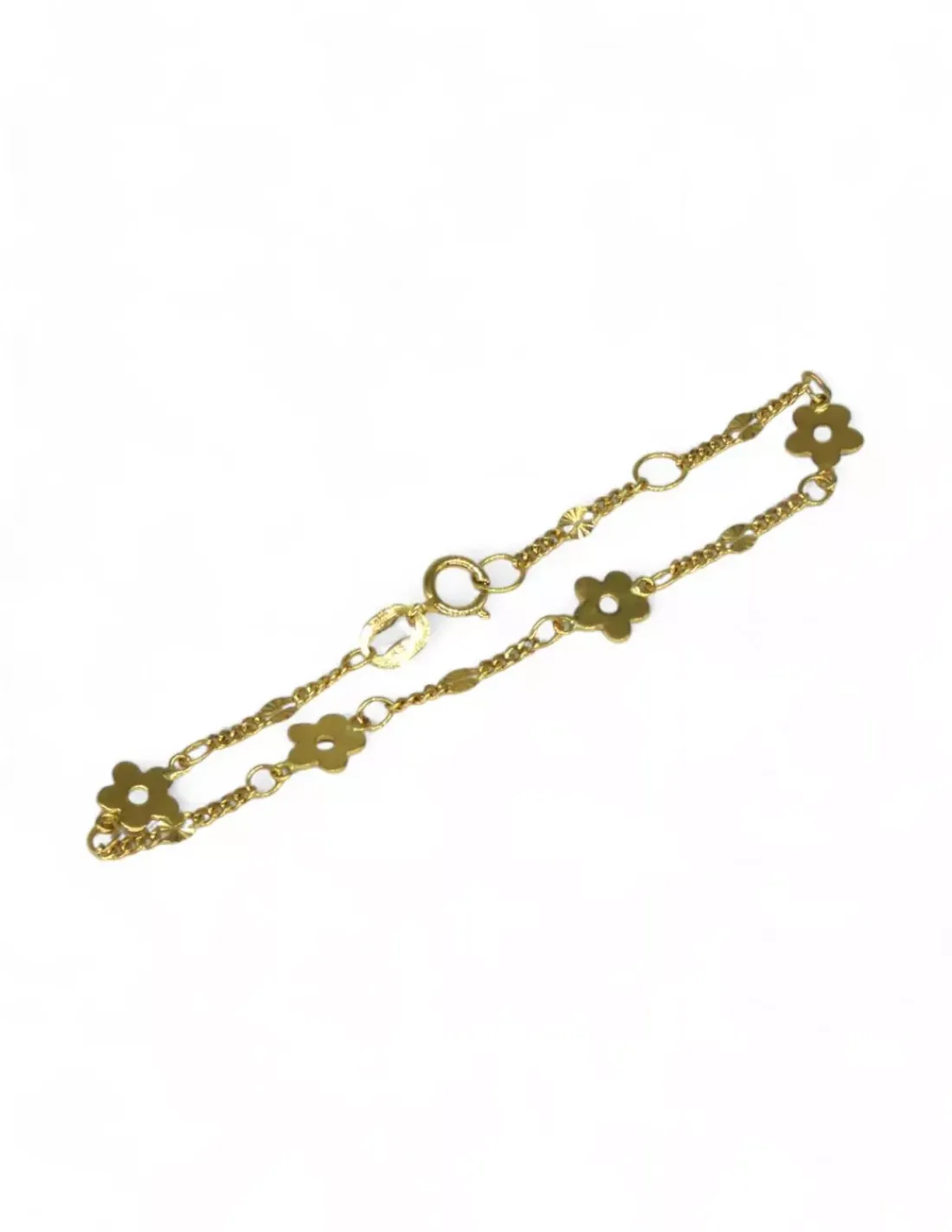 Sale Pulsera niña cuatro florecitas oro 18k - 13cm Pulseras De Plata | Pulseras De Oro