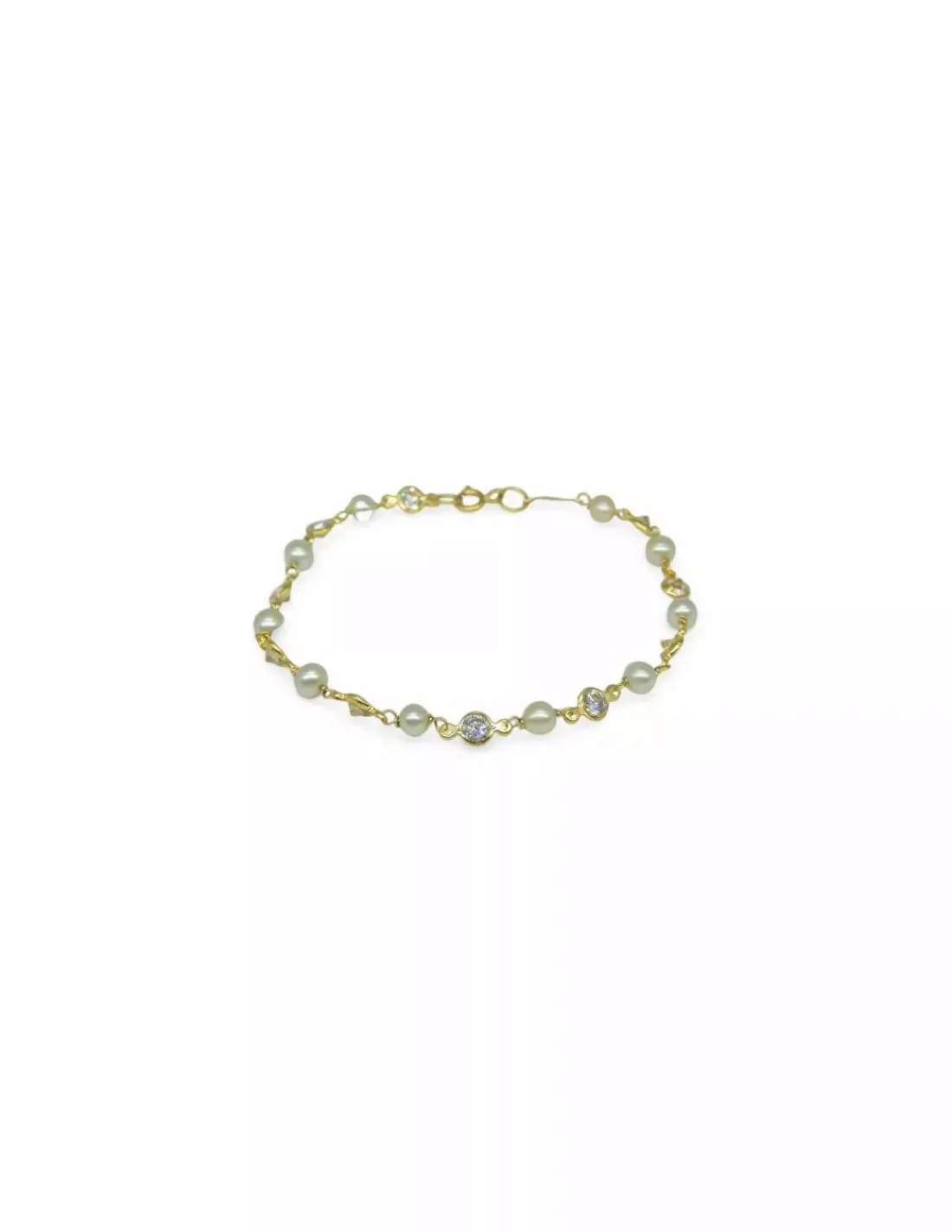 Best Sale Pulsera perlas y circonitas oro 18k - 18.6cm Pulseras De Plata | Pulseras De Oro