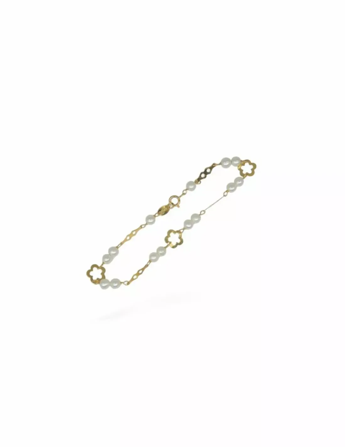 Shop Pulsera perlas y flor oro 18k - 16cm Pulseras De Plata | Pulseras De Oro