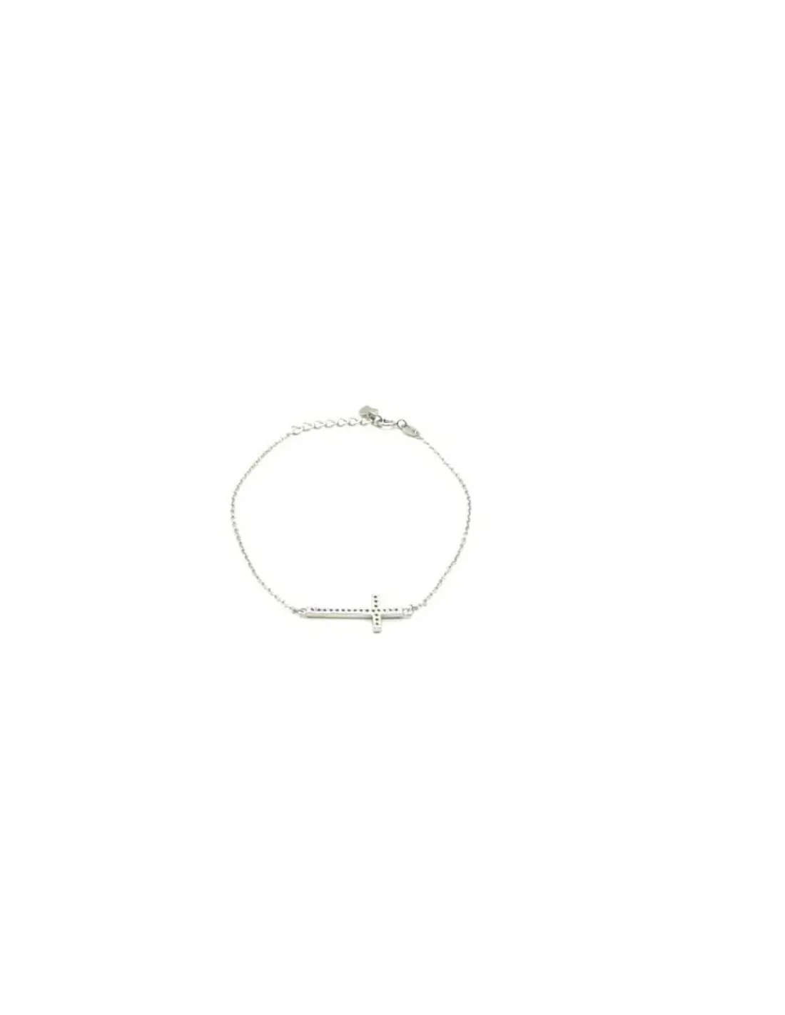 Cheap Pulsera plata cruz horizontal con circonitas Pulseras De Oro