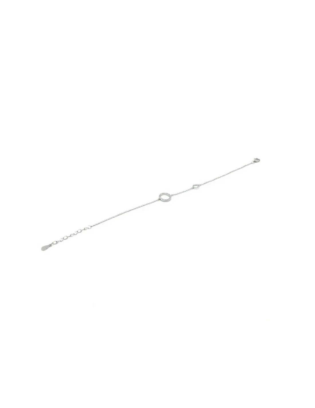 Clearance Pulsera plata doble círculo pulido y circonitas Pulseras De Oro