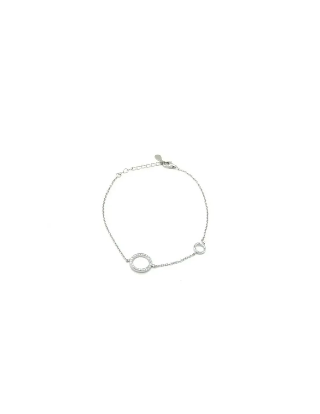 Clearance Pulsera plata doble círculo pulido y circonitas Pulseras De Oro