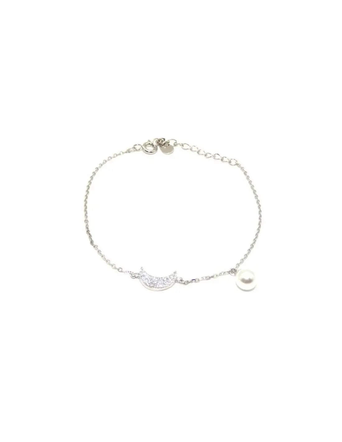 Shop Pulsera plata luna circonitas y perla Pulseras De Oro