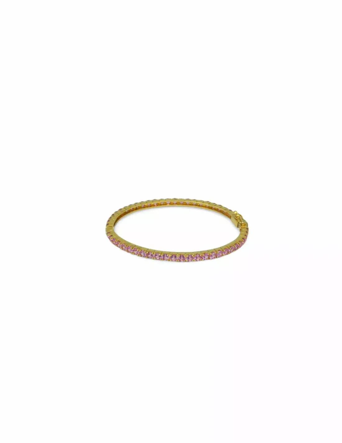 Discount Pulsera rígida con piedras fucsia oro 18k - 5.7cm Cañas | Pulseras De Plata