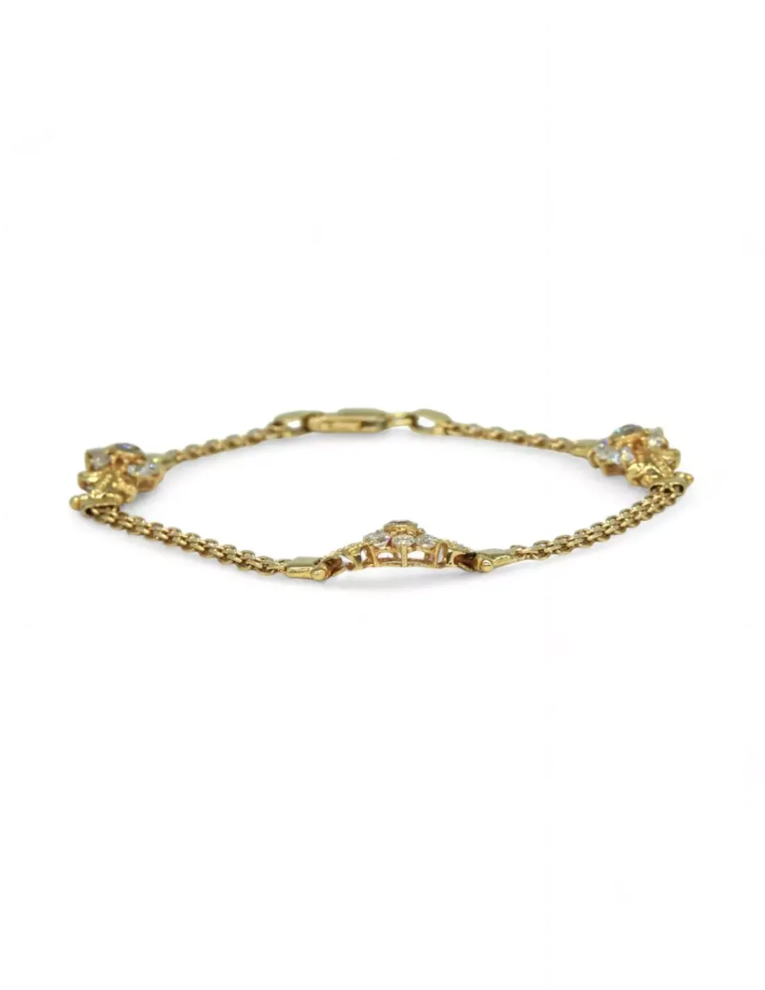 Cheap Pulsera tres flores con circonitas oro 18k -19.5cm Pulseras De Plata | Pulseras De Oro