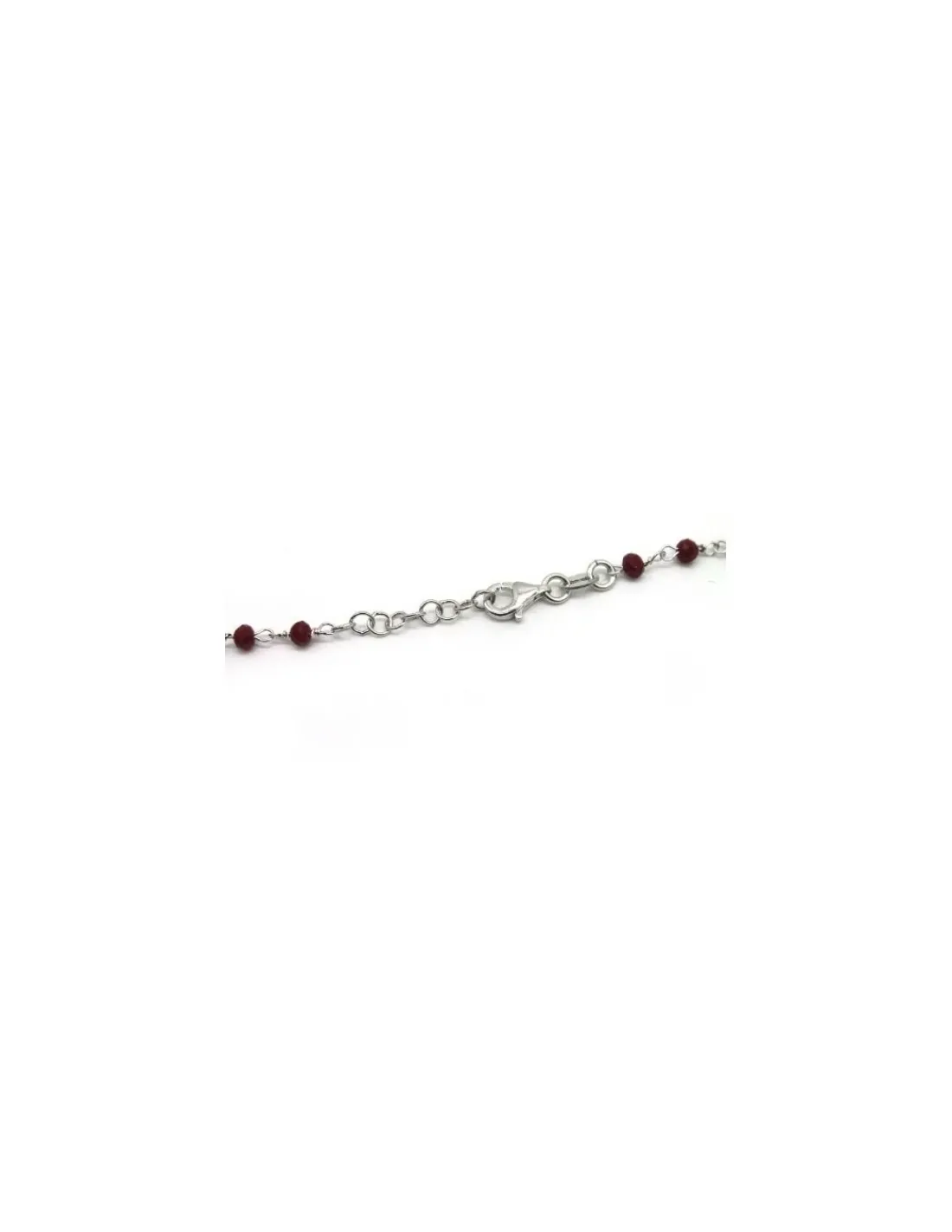 Fashion Rosario plata 925 rodiada cristal facetado rojo Medalla Milagrosa y Cruz - 52cm Gargantillas De Plata