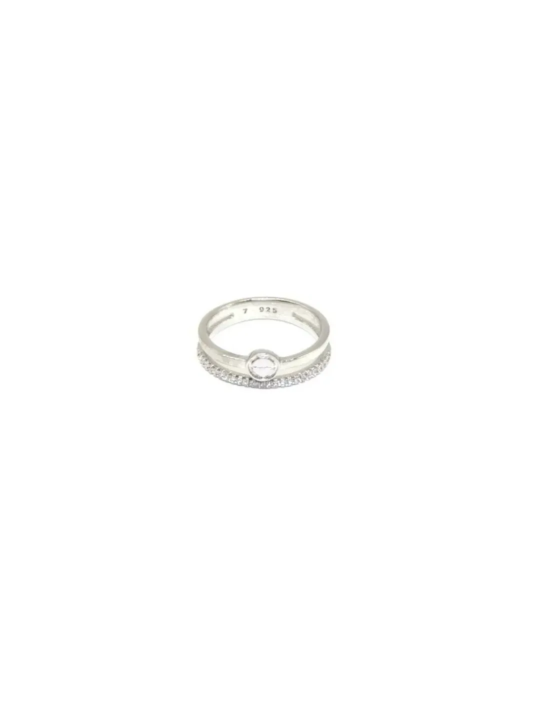 Discount Sortija dos bandas lisa y circonitas círculo plata rodiada Anillos De Plata | Anillos