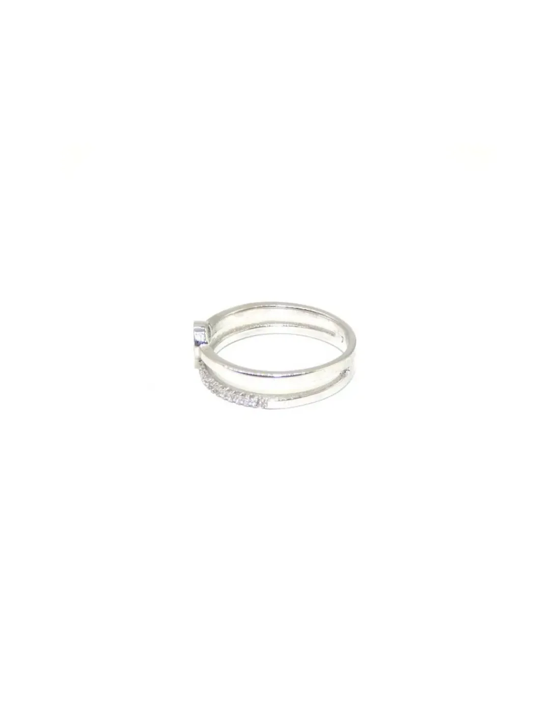 Discount Sortija dos bandas lisa y circonitas círculo plata rodiada Anillos De Plata | Anillos