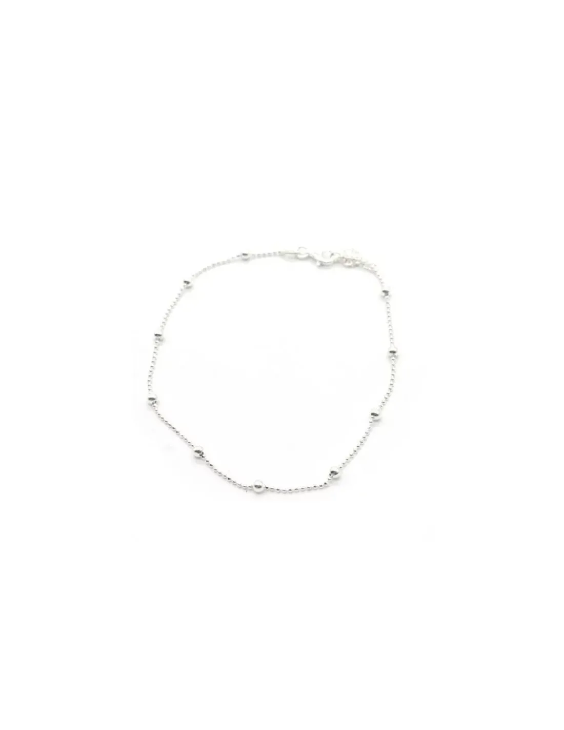 Fashion Tobillera plata cadena bolas 3mm 23 cm Más Joyas